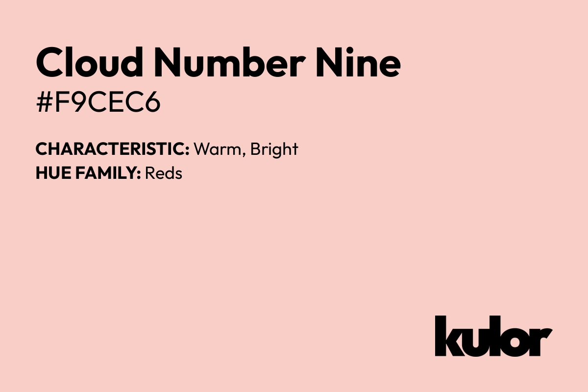 Cloud Number Nine is a color with a HTML hex code of #f9cec6.