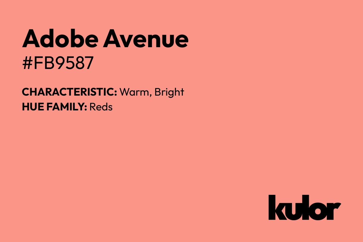 Adobe Avenue is a color with a HTML hex code of #fb9587.