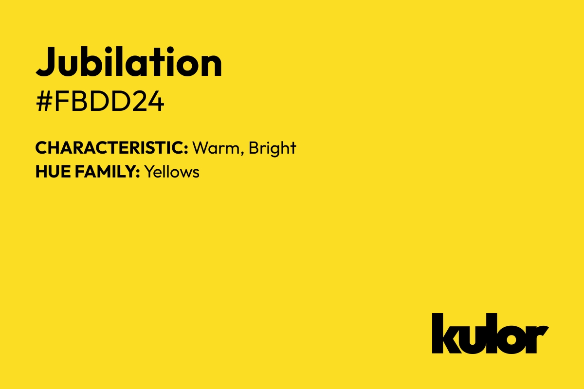 Jubilation is a color with a HTML hex code of #fbdd24.