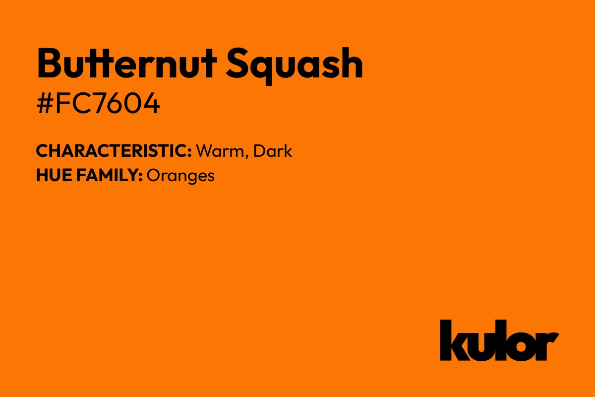 Butternut Squash is a color with a HTML hex code of #fc7604.