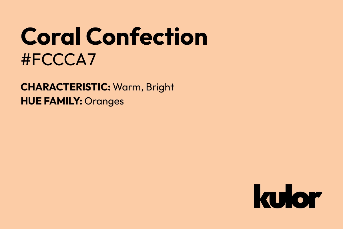 Coral Confection is a color with a HTML hex code of #fccca7.