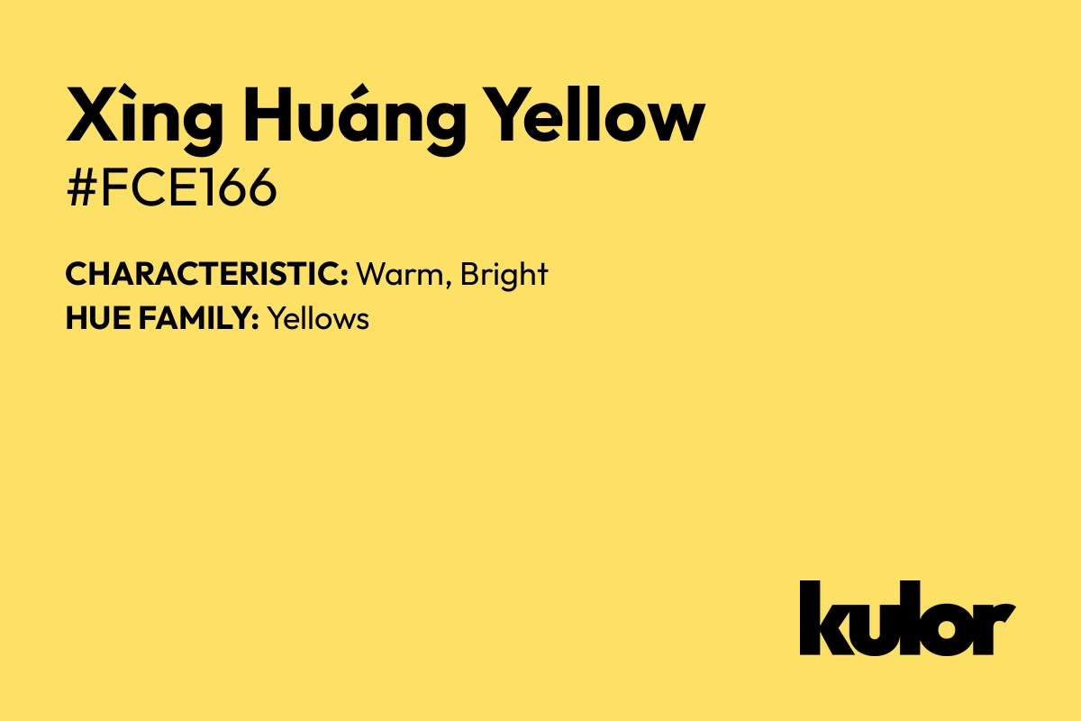 Xìng Huáng Yellow is a color with a HTML hex code of #fce166.