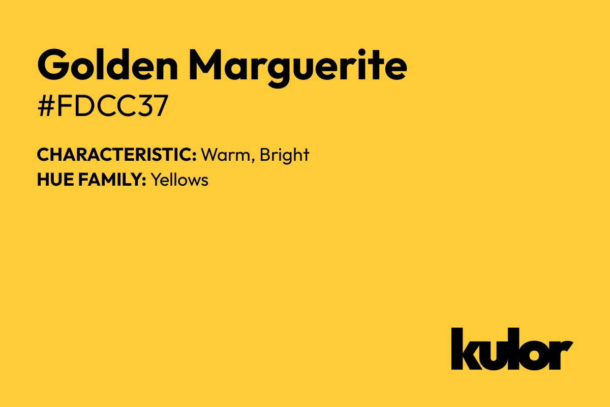 Golden Marguerite is a color with a HTML hex code of #fdcc37.