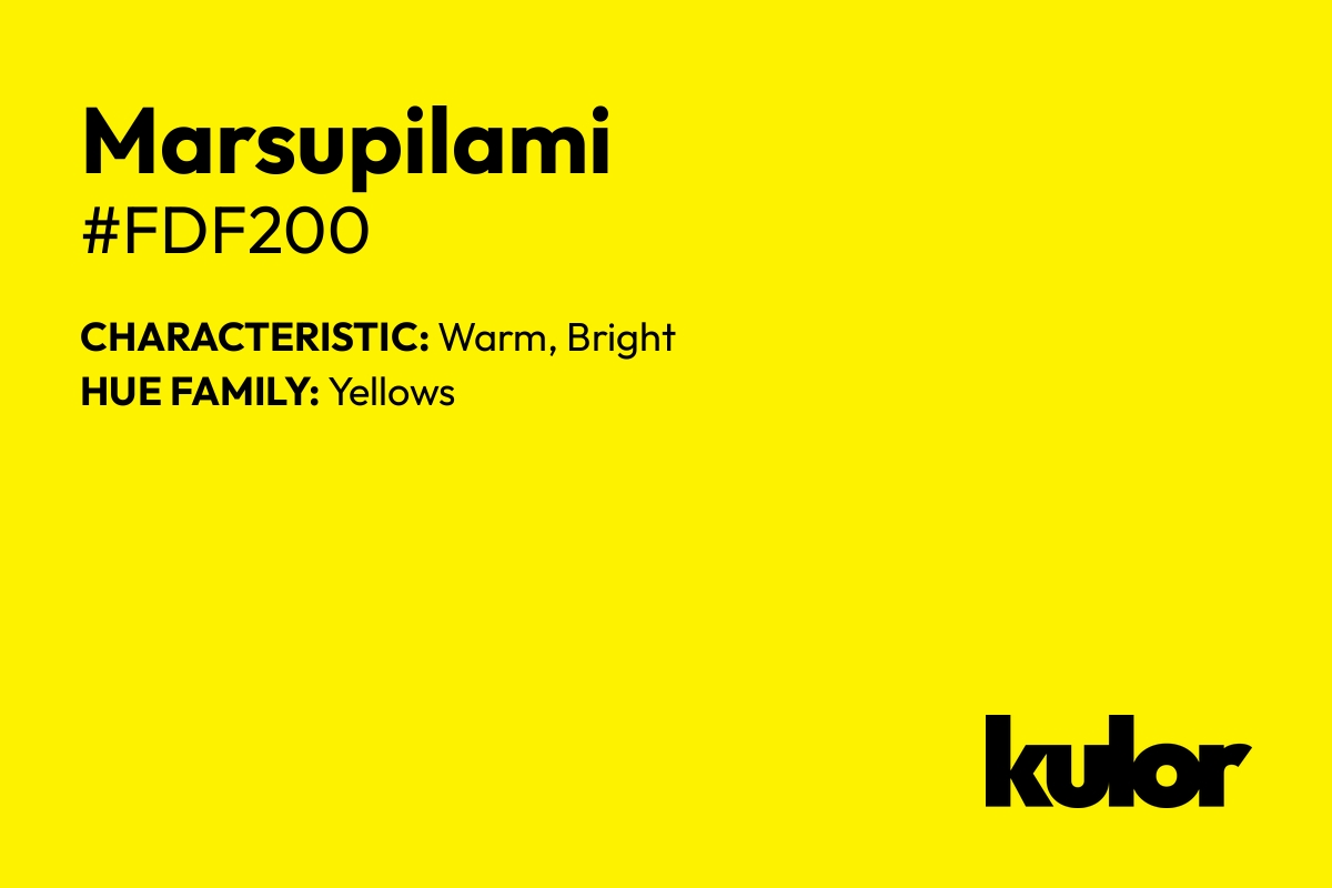 Marsupilami is a color with a HTML hex code of #fdf200.