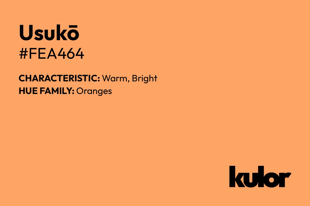 Usukō is a color with a HTML hex code of #fea464.