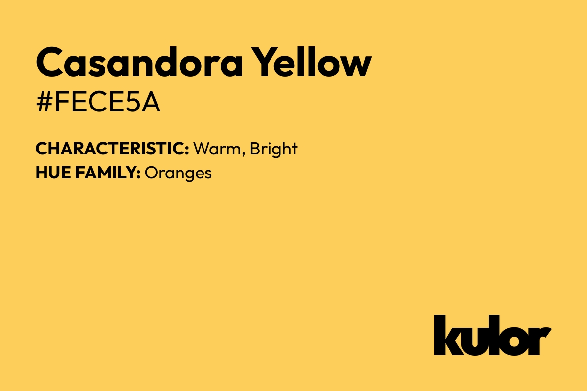 Casandora Yellow is a color with a HTML hex code of #fece5a.