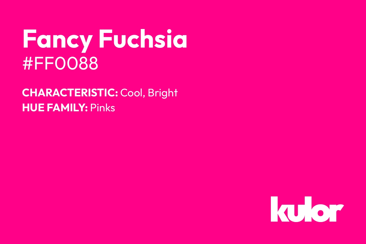 Fancy Fuchsia is a color with a HTML hex code of #ff0088.