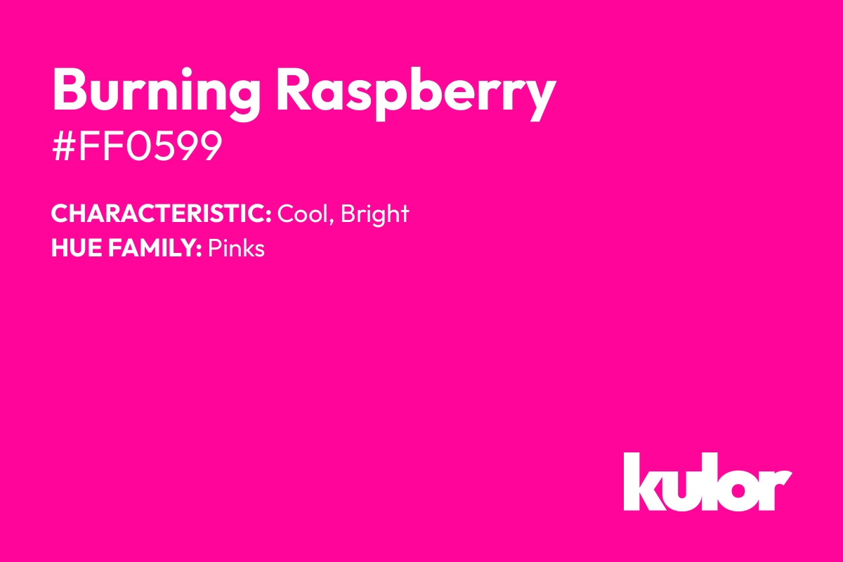 Burning Raspberry is a color with a HTML hex code of #ff0599.