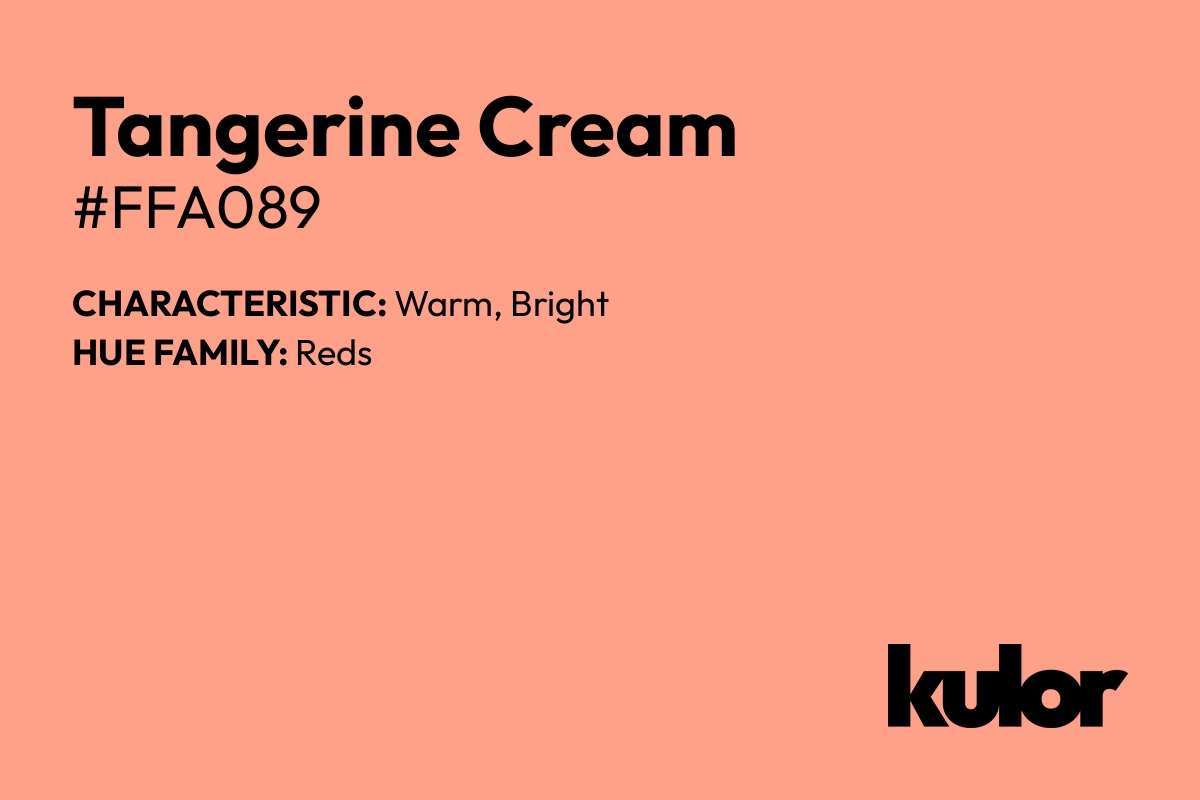 Tangerine Cream is a color with a HTML hex code of #ffa089.