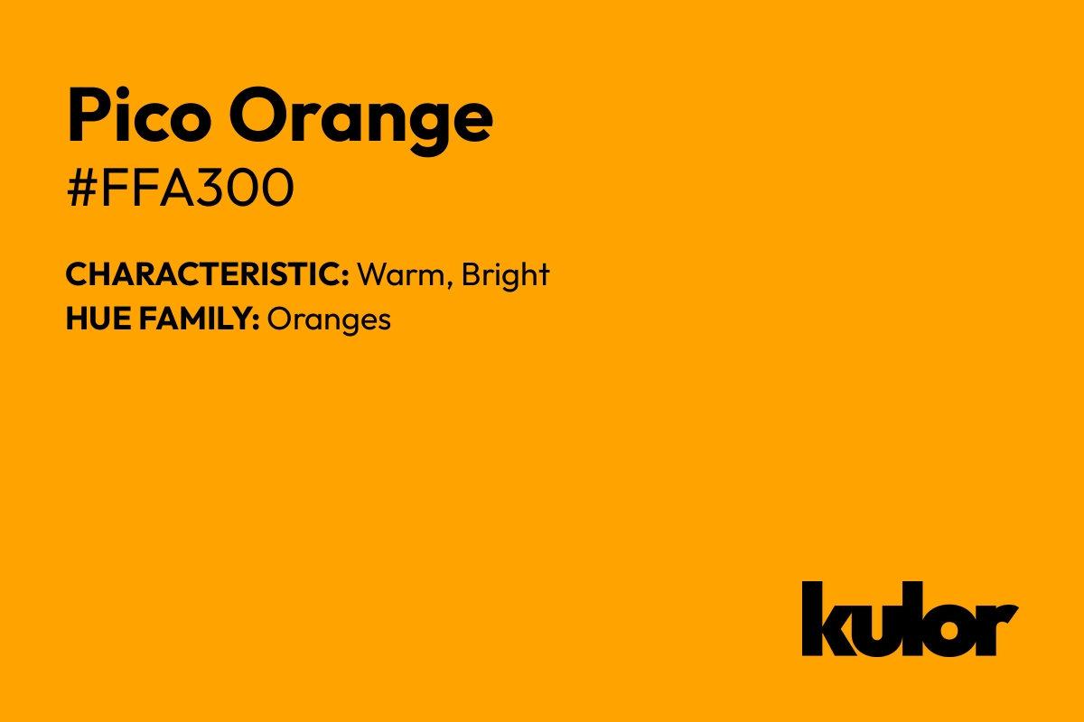 Pico Orange is a color with a HTML hex code of #ffa300.