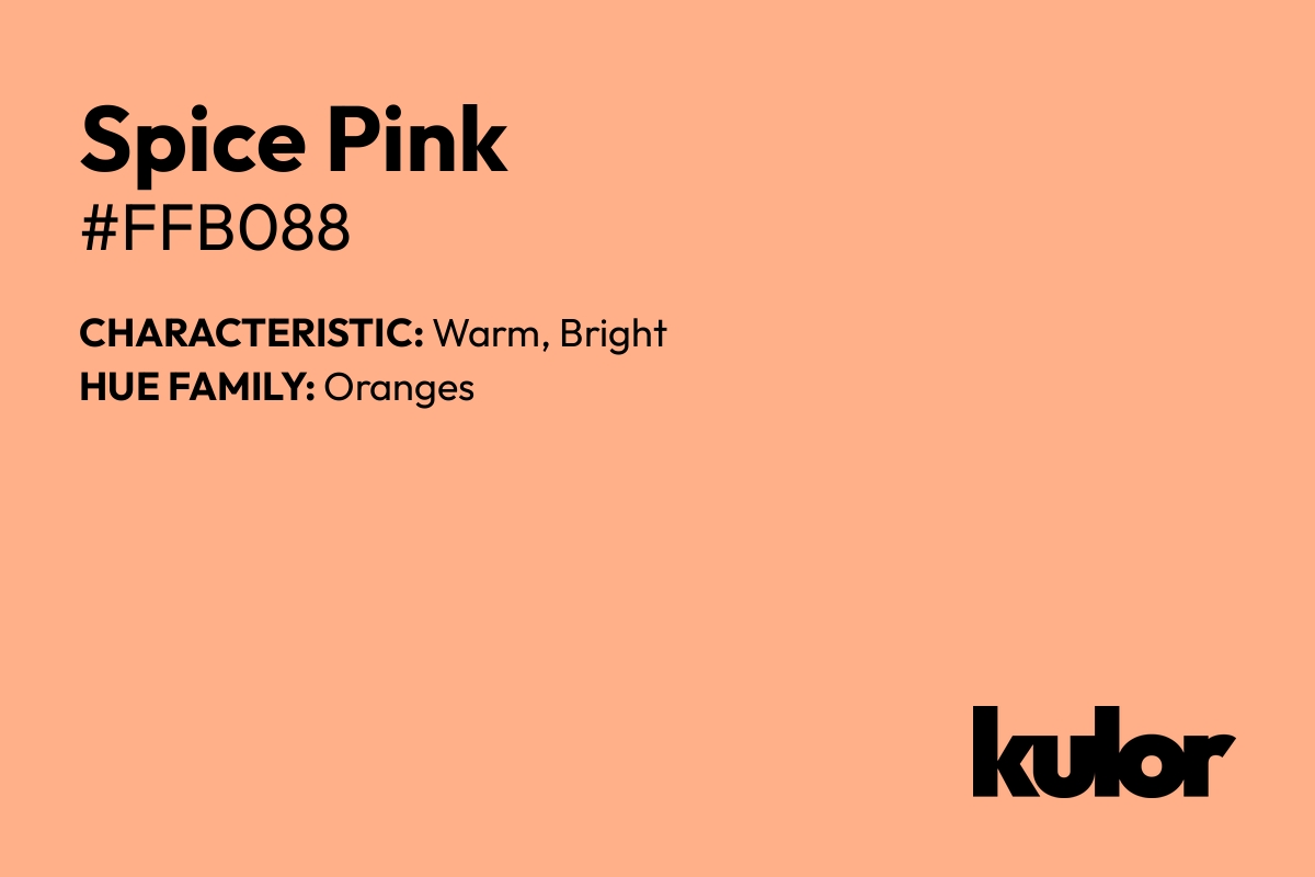 Spice Pink is a color with a HTML hex code of #ffb088.