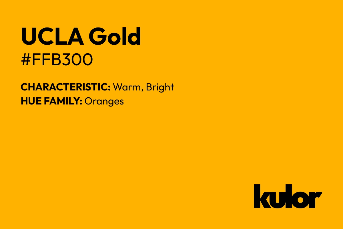 UCLA Gold is a color with a HTML hex code of #ffb300.