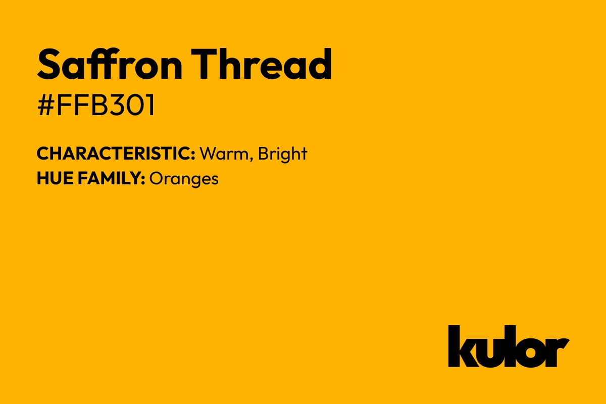 Saffron Thread is a color with a HTML hex code of #ffb301.