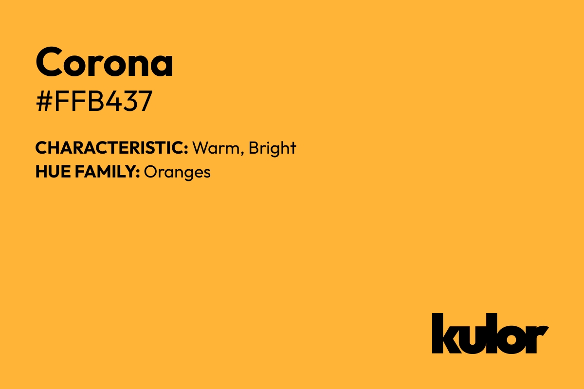 Corona is a color with a HTML hex code of #ffb437.