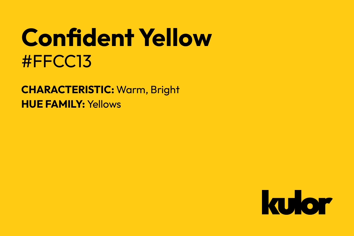 Confident Yellow is a color with a HTML hex code of #ffcc13.