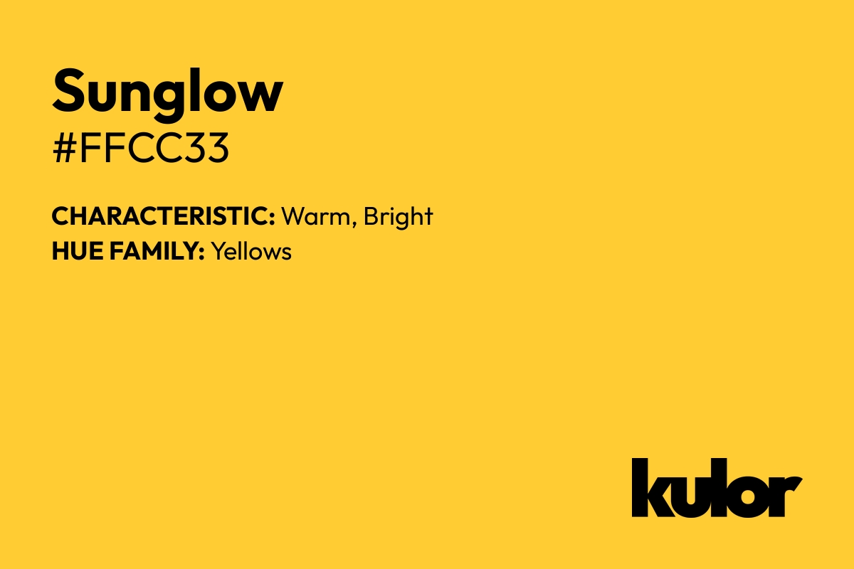 Sunglow is a color with a HTML hex code of #ffcc33.