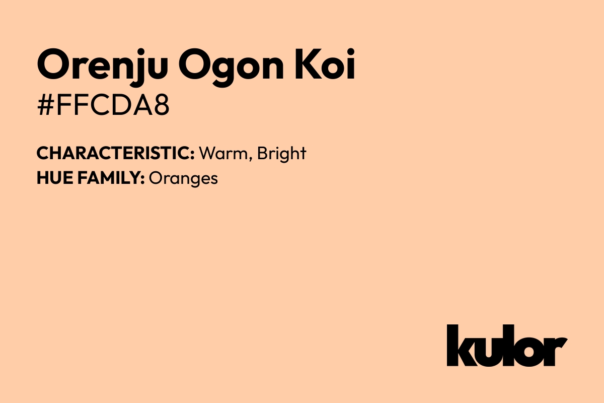 Orenju Ogon Koi is a color with a HTML hex code of #ffcda8.