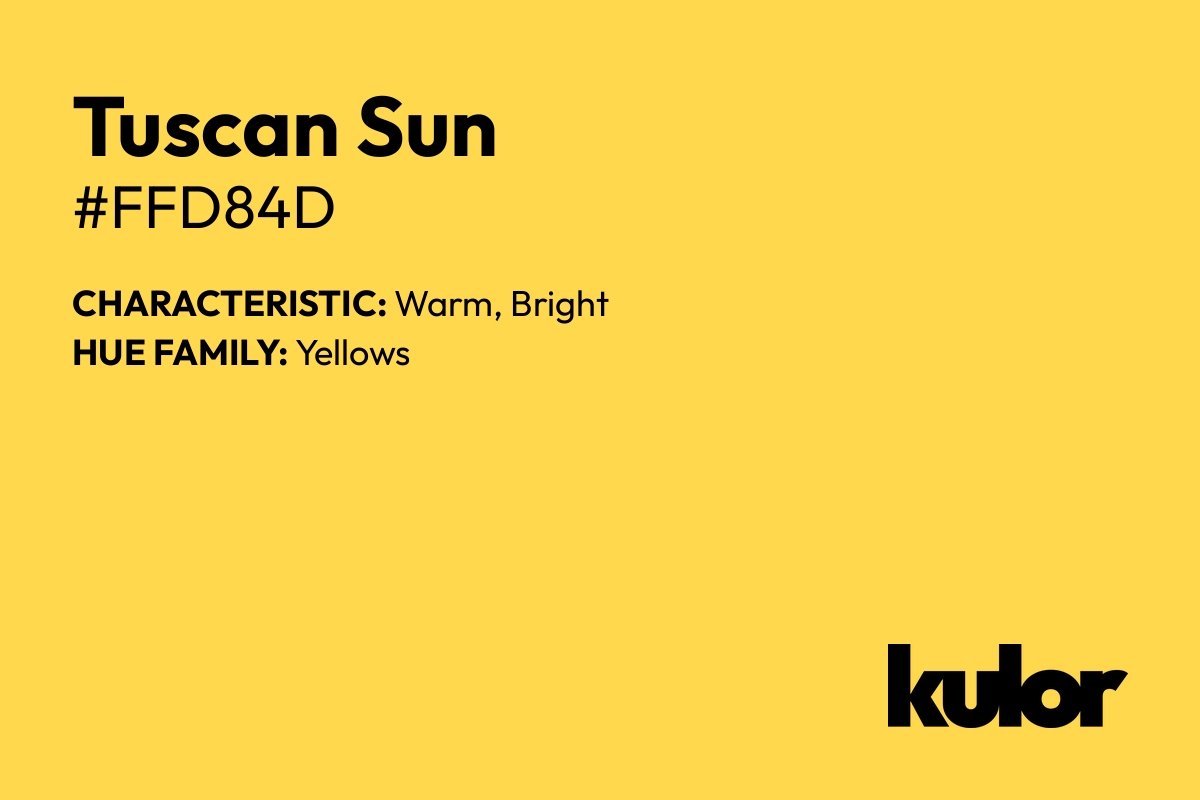 Tuscan Sun is a color with a HTML hex code of #ffd84d.