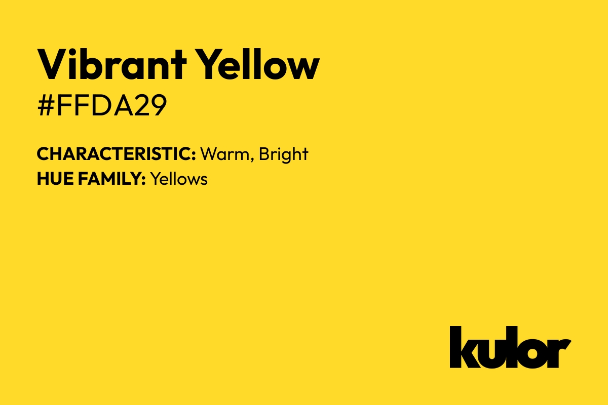 Vibrant Yellow is a color with a HTML hex code of #ffda29.