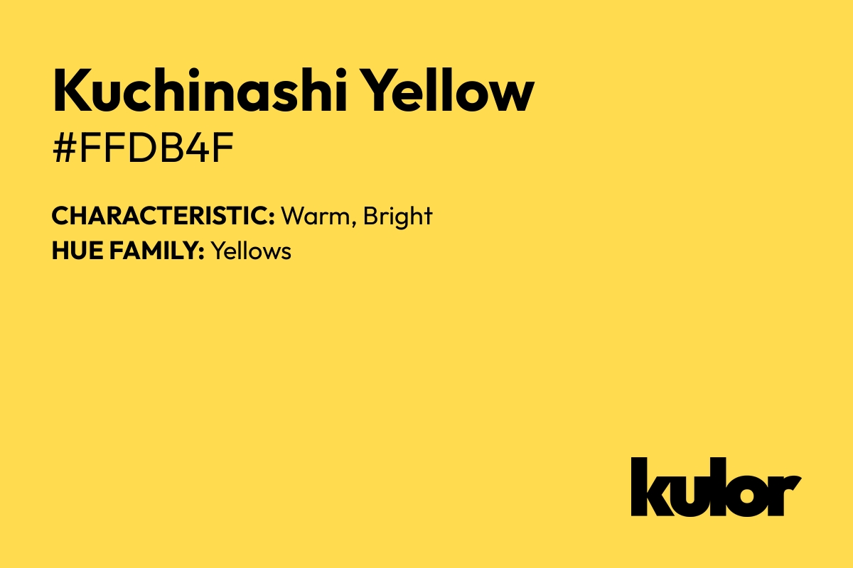 Kuchinashi Yellow is a color with a HTML hex code of #ffdb4f.