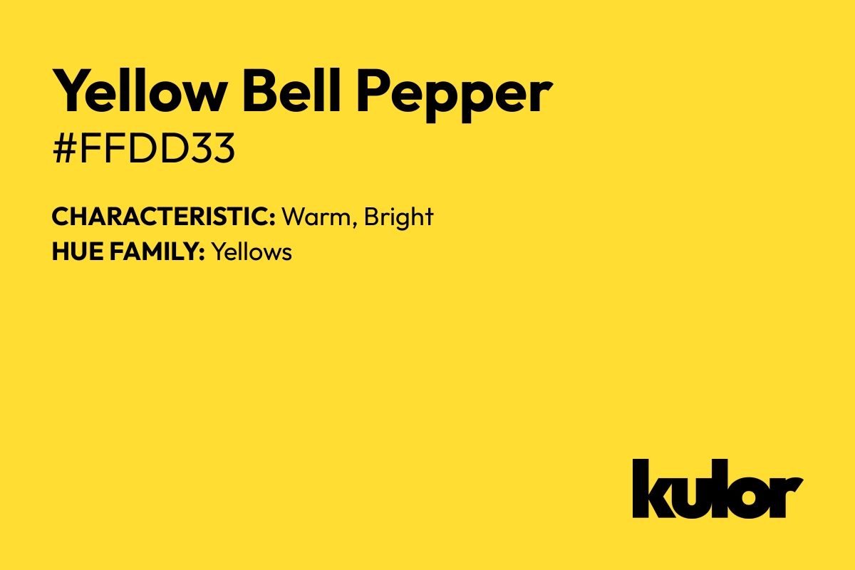 Yellow Bell Pepper is a color with a HTML hex code of #ffdd33.