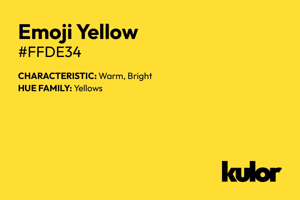 Emoji Yellow is a color with a HTML hex code of #ffde34.