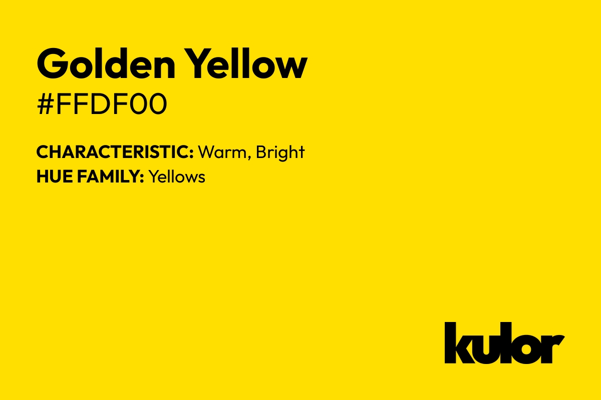 Golden Yellow is a color with a HTML hex code of #ffdf00.