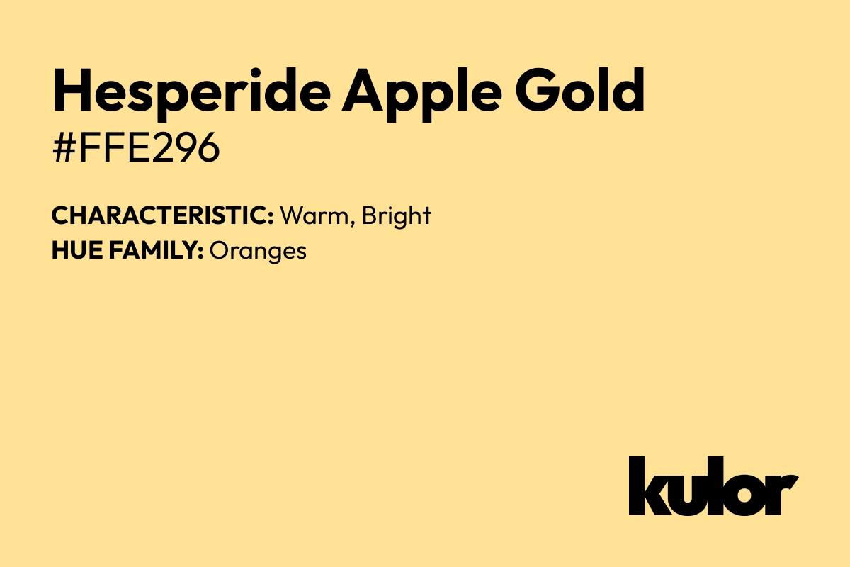 Hesperide Apple Gold is a color with a HTML hex code of #ffe296.