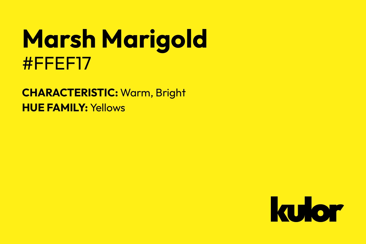 Marsh Marigold is a color with a HTML hex code of #ffef17.