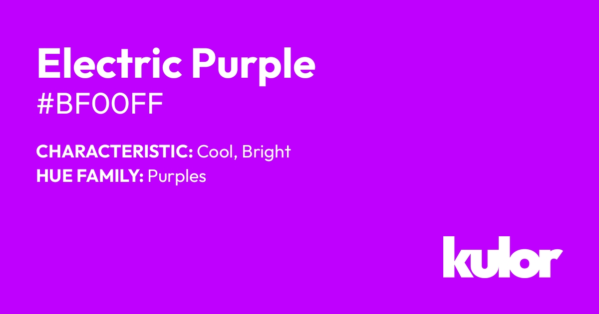 Color Electric Purple (#bf00ff): HEX, RGB color codes for HTML and CSS